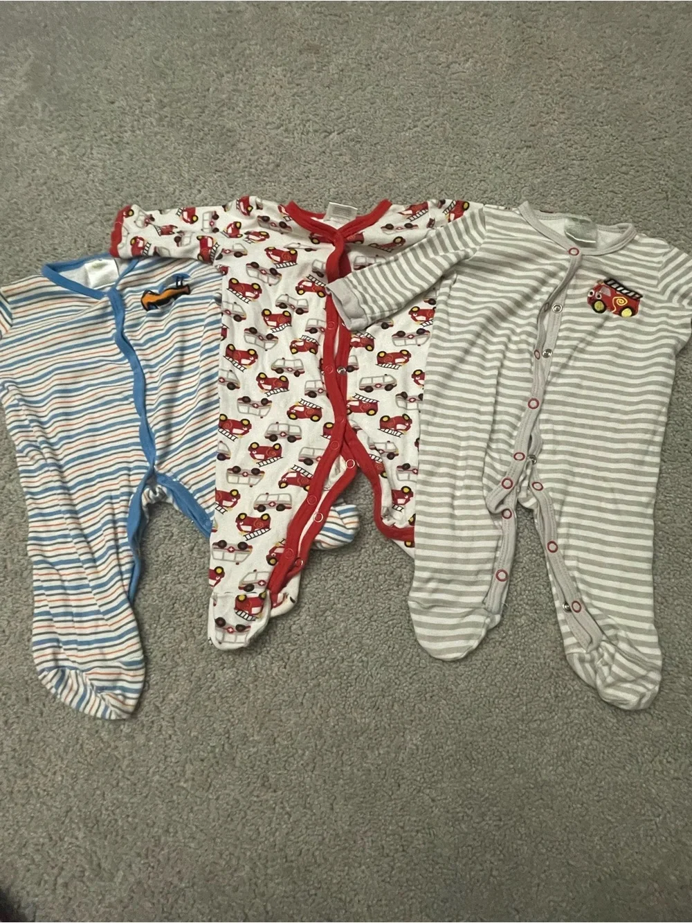 Baby Gear Striped and Printed Footie Set - Blue, Gray, Red, Green